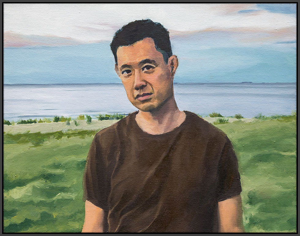 Portrait of a man by the beach | Untitled | Oil on Canvas | Canvas Print | Framed | By Konstantinos Batalamas