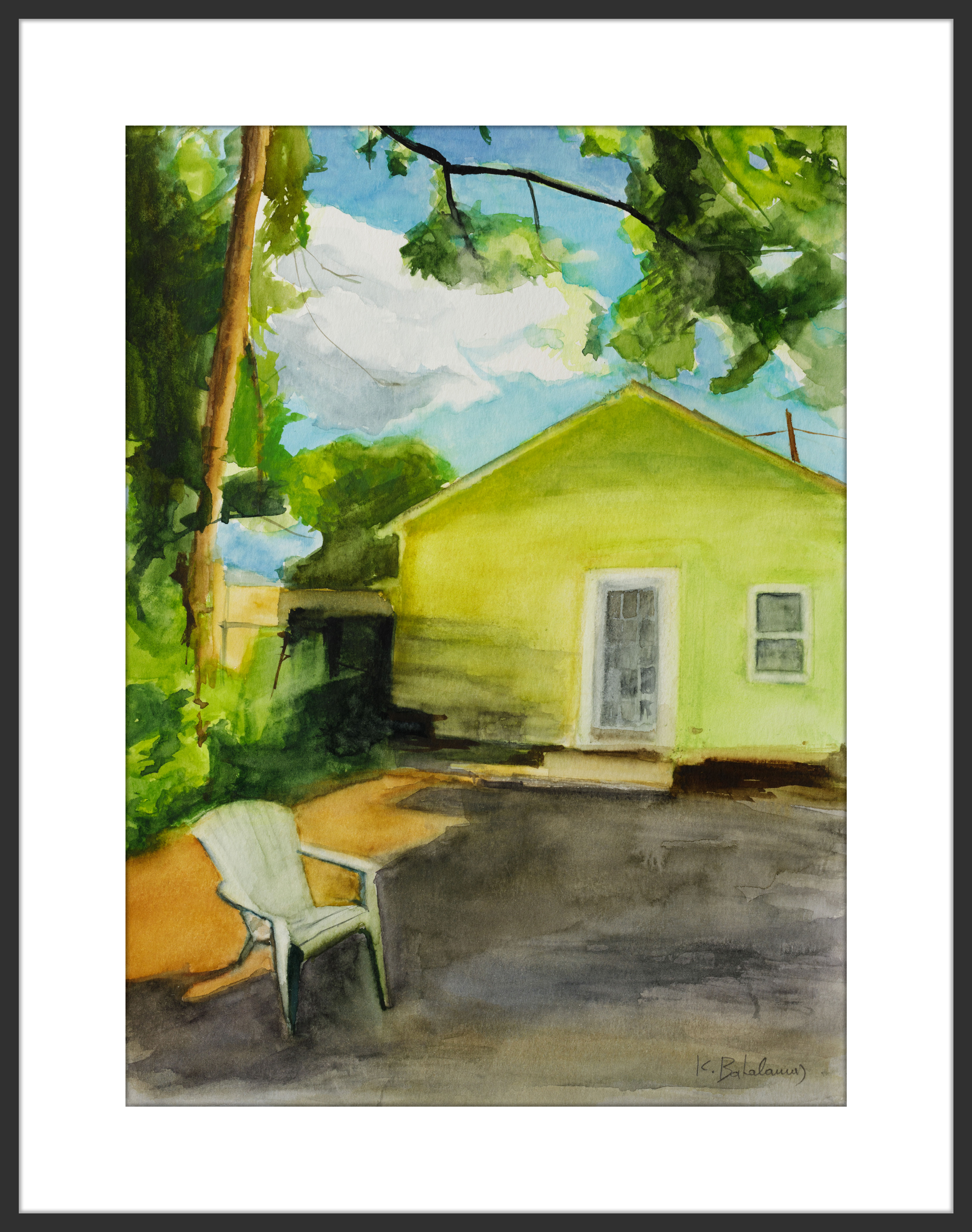Original Watercolor Painting, Framed Black Matt | WC-01 1116 Modoc Ave. Ocean View | K. Batalamas Art