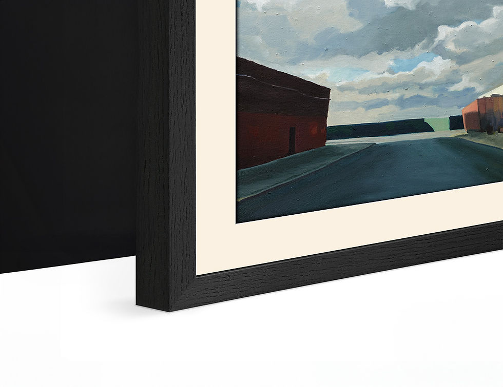 Thumbnail: Fine-Art Paper Print, Framed Oak Black, Border Ivory, 3D | OL-05 / Ferris St Red Hook | K. Batalamas Art