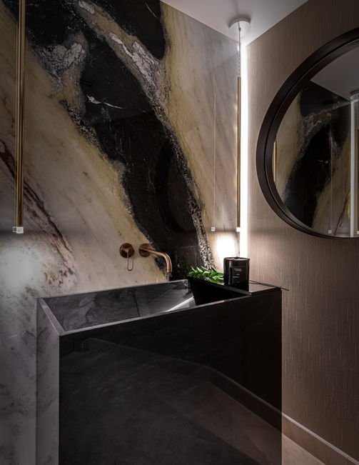Modern black marble bathroom vanity