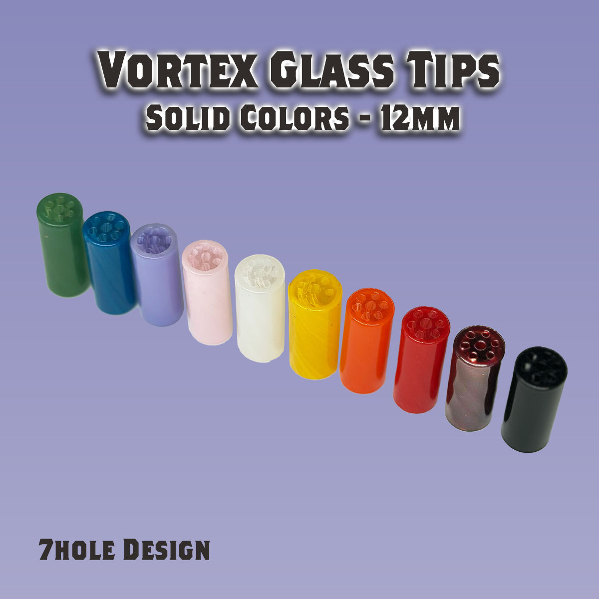 Glass Tips- Vortex- Solid Colors- 12mm