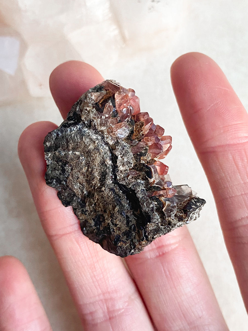 Crystalline Scalenohedral Rhodochrosite Cluster I.