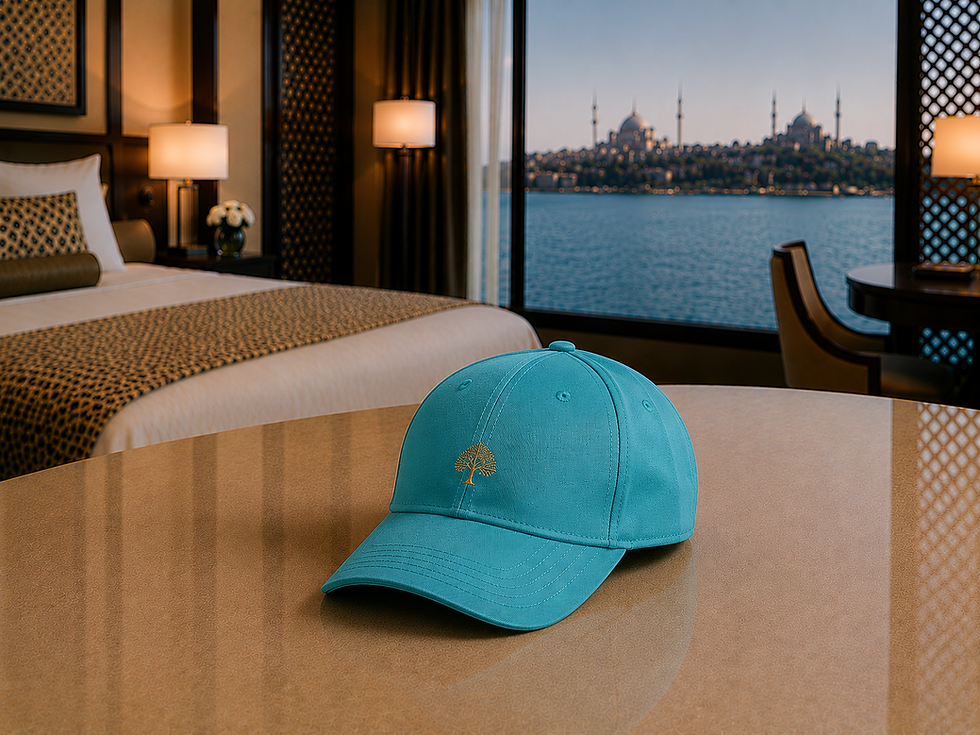 Custom branded hat for luxury hotel and resort guest gifts