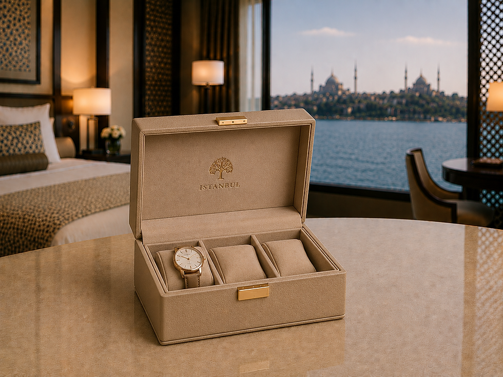 Custom leather watch box for luxury hotel and resort guest gifts
