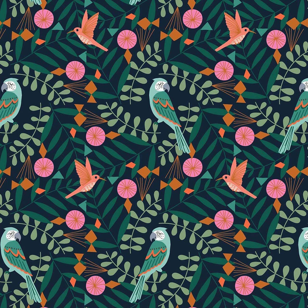 Dashwood Studio - Our Planet - Jungle Birds on Black REMNANT 84cm x 110cm