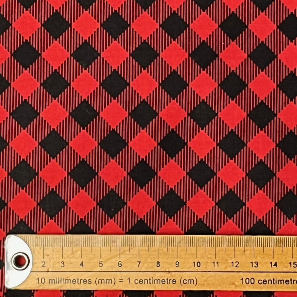 Studio E Holiday Road Trip Check Red and Black REMNANT 290cm x 110cm