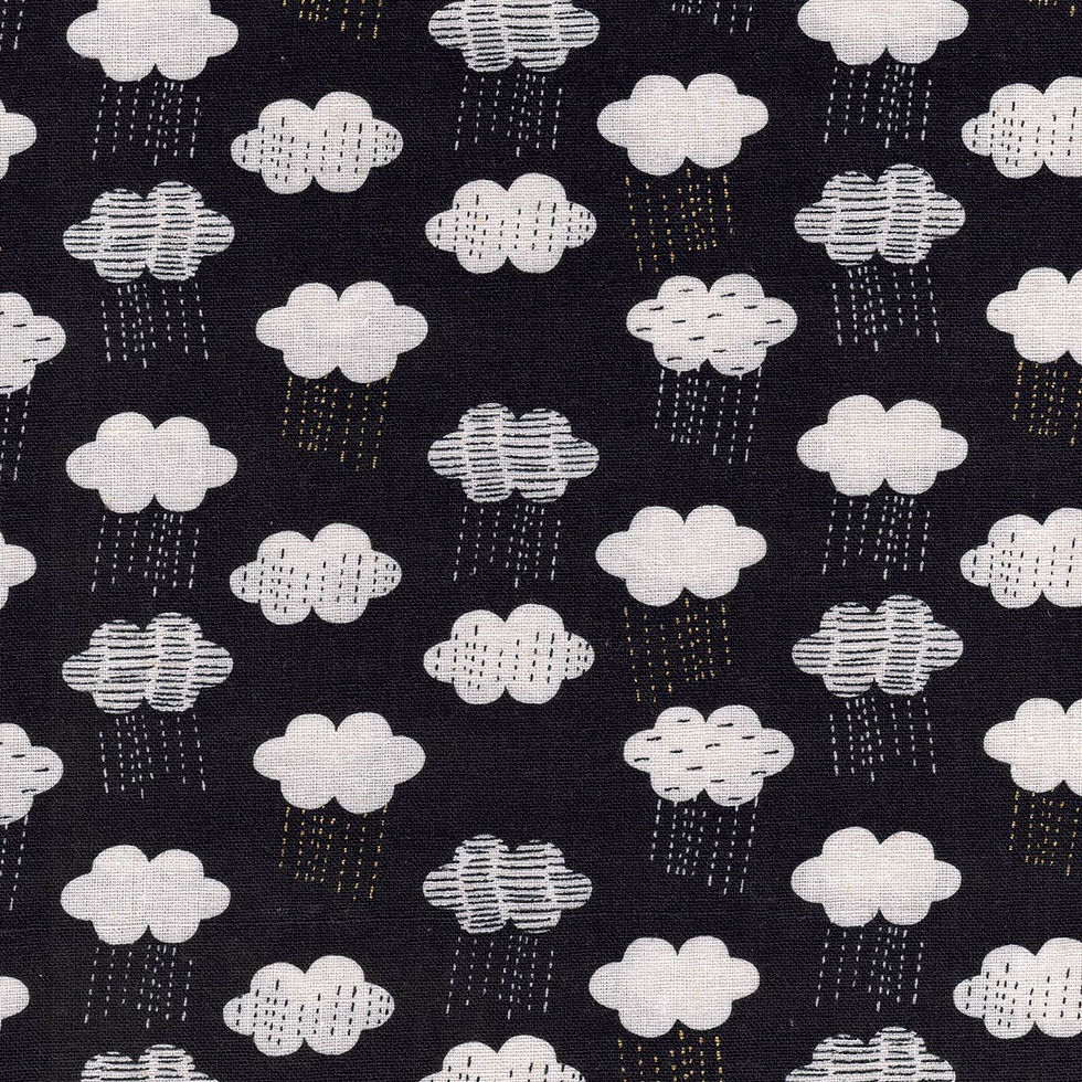 Thumbnail: Dashwood Studio - Midnight Garden Clouds  COTTON LINEN MIX REMNANT 140 x 144cm