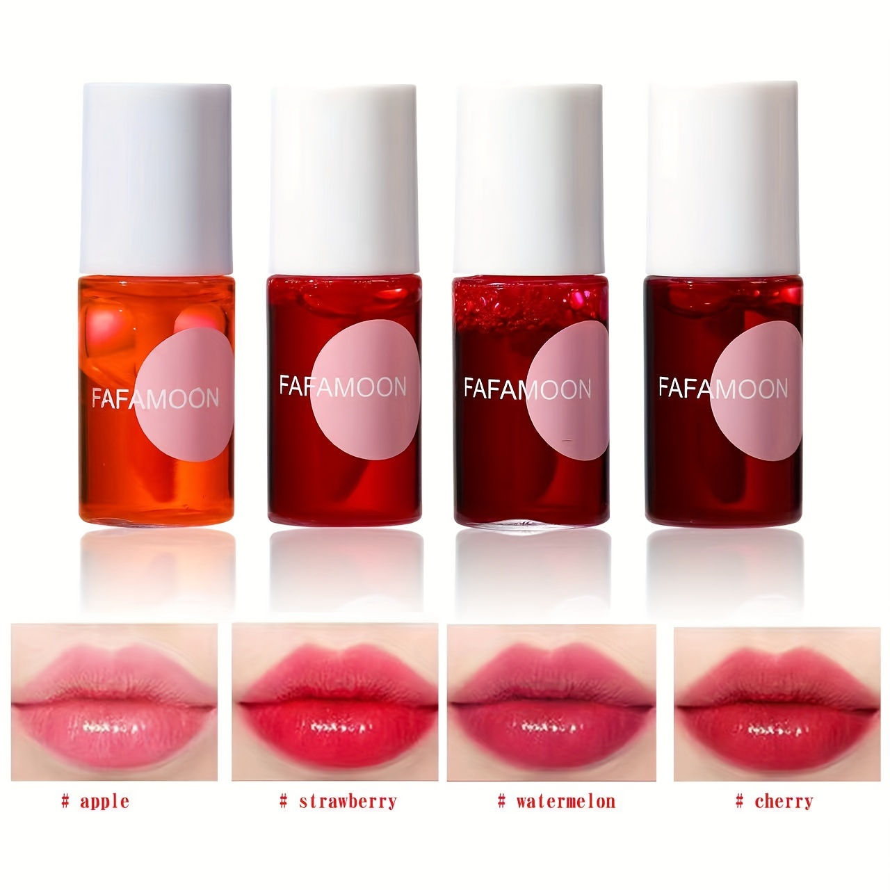 4 color Fruity Lip Tint Water Gloss Tint,Moisturizing Waterproof Liquid Lipstick