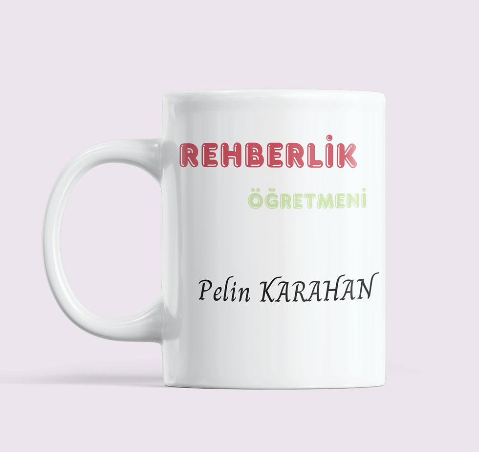 Psikoloji temalı porselen kupa; rehberlik öğretmenine hediye