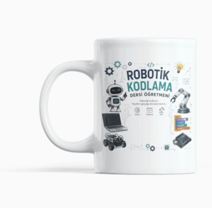 Kişiye Özel Robotik Kodlama Dersi Öğretmeni Porselen Kupa Bardak