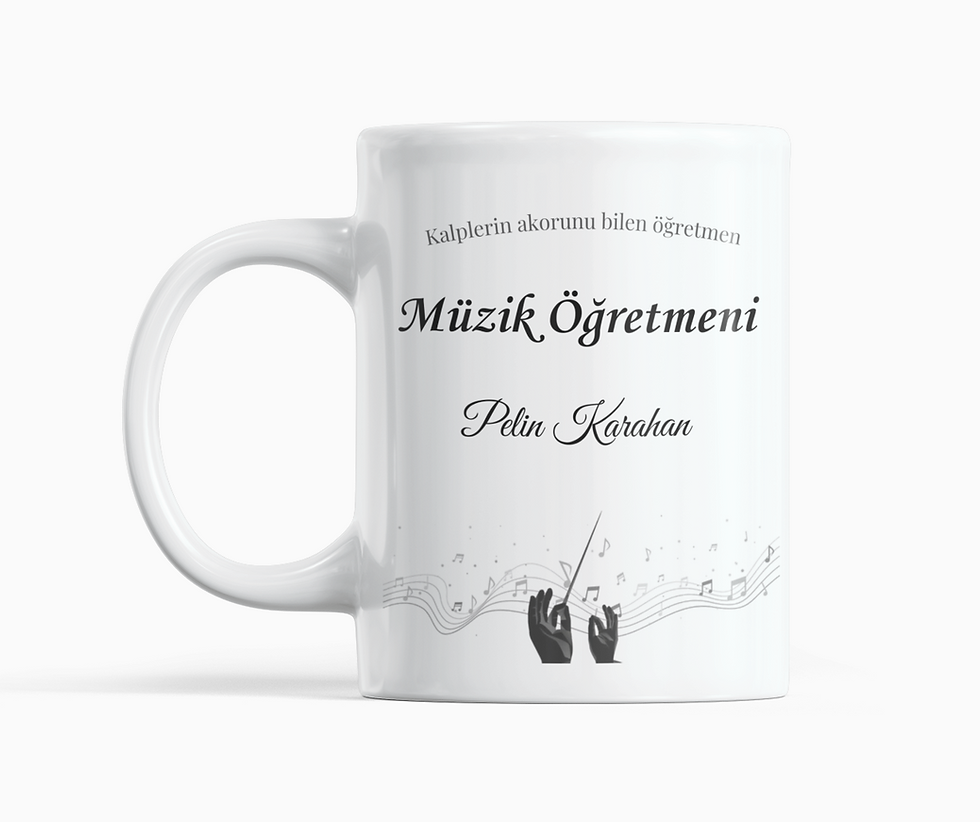 “Kalplerin akoru” temalı porselen kupa; müzik öğretmenine hediye