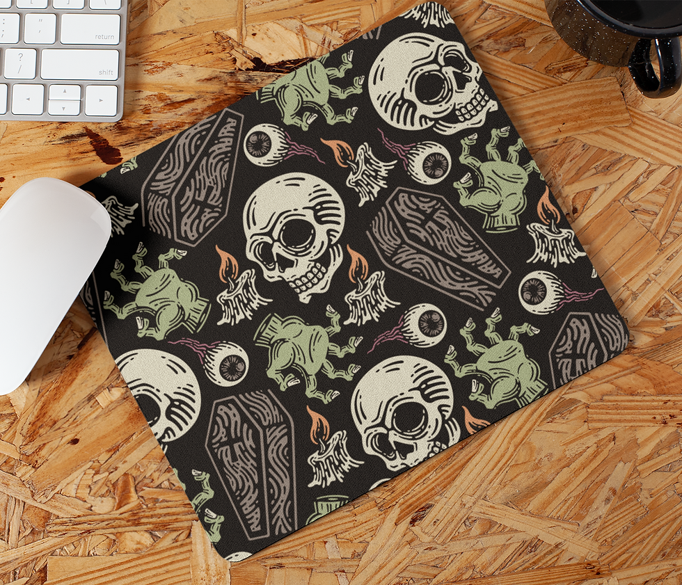 Kuru Kafa Cadılar Bayramı Temalı Hediyelik Baskılı Dikdörtgen MousePad