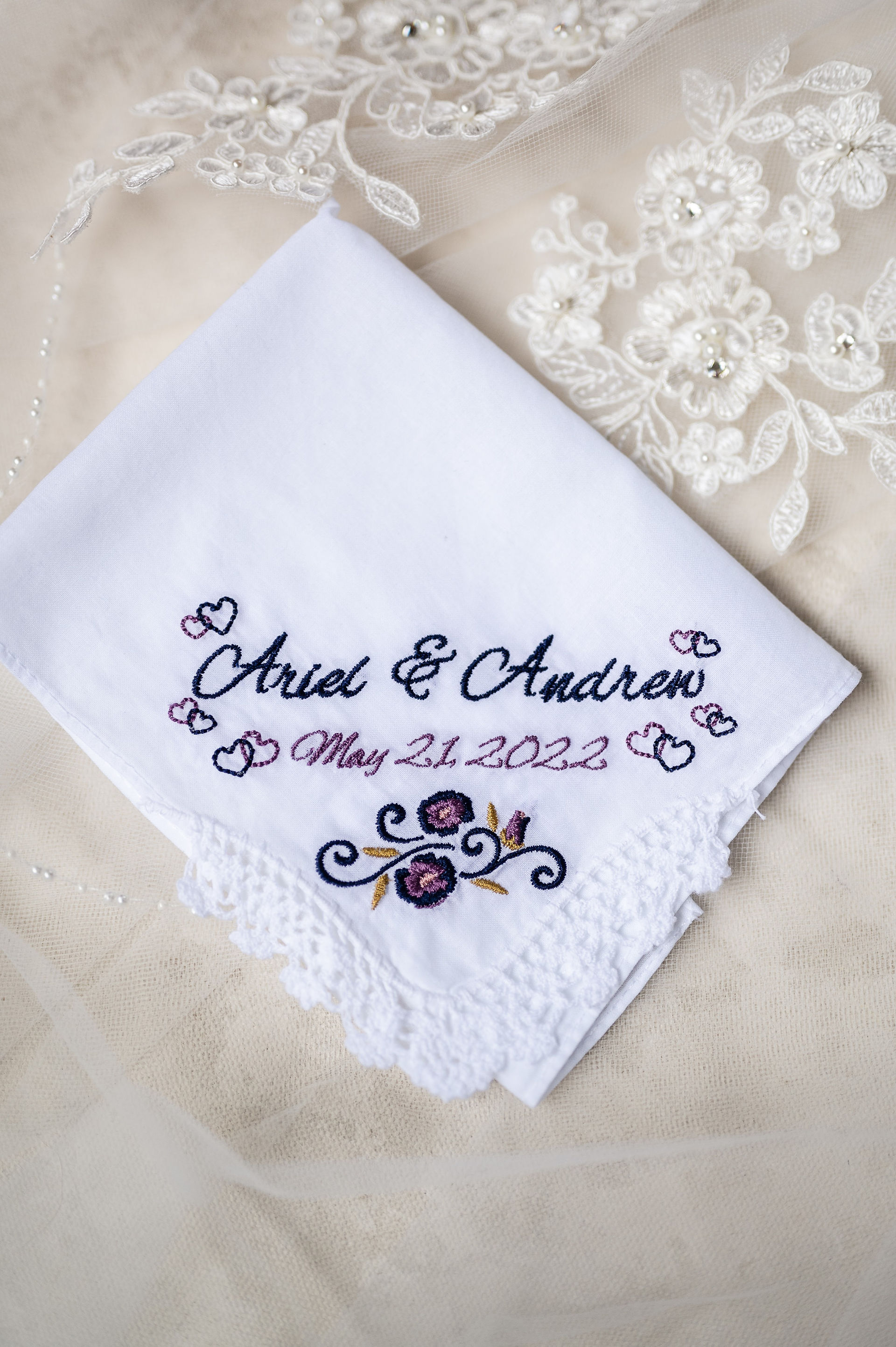 Handkerchief with their wedding date
