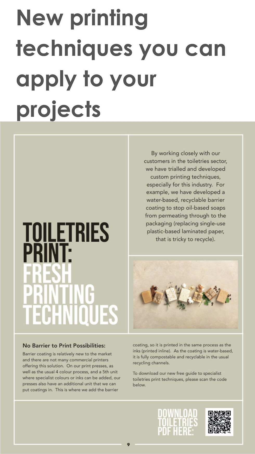 Page from Blackmore Times magazine: new printing techniques you can apply to your print projects