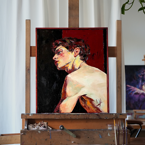 L'antagoniste, huile sur toile, 55x46cm, 2025 (loin)