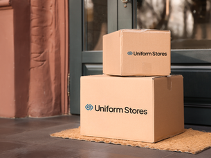 Uniform Stores boxes stacked on a doorstep