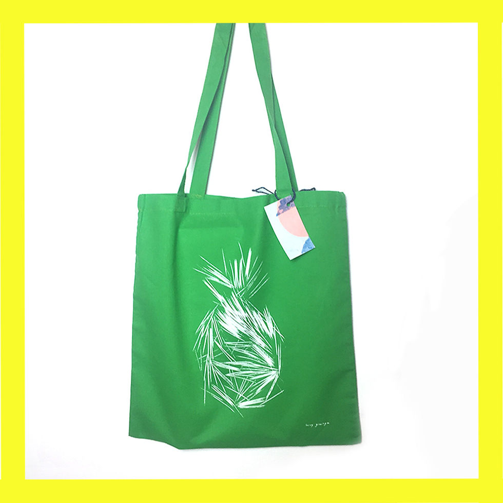 Thumbnail: Pineapple tote bag blue + green