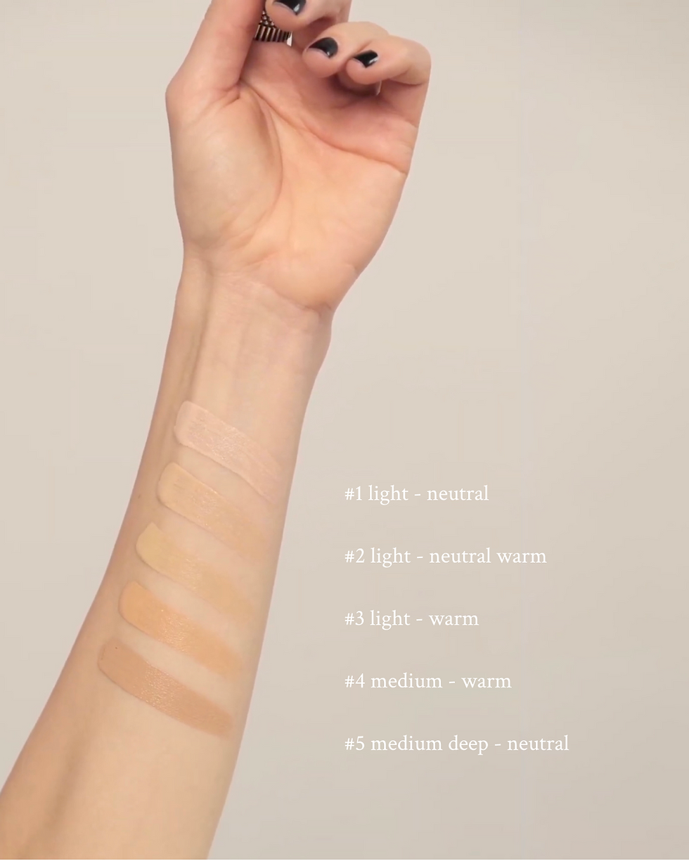 VINATA Foundation Serum shade swatches on different skin tones
