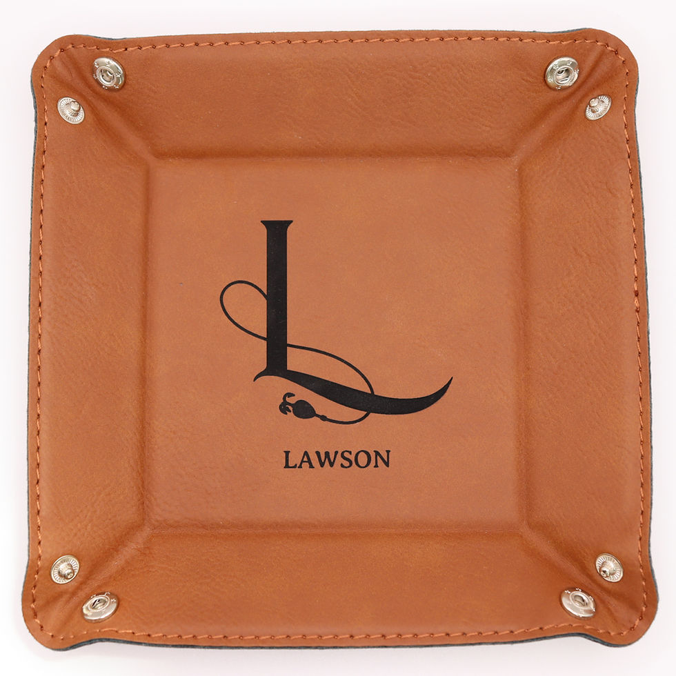 Thumbnail: personalized leather valet tray for keys, wallet and everyday carry