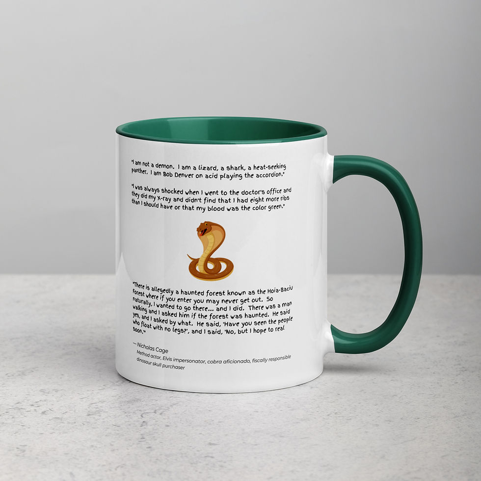 Thumbnail: Nicholas Cage Quotes | Ceramic Mug, White w/ Colored Handle & Interior