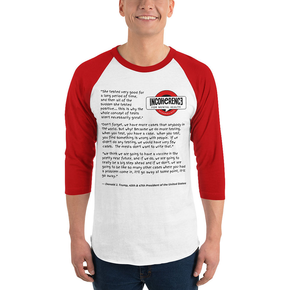 Thumbnail: Trump COVID-19 Testing Quote | Raglan Shirt, 3/4 Sleeve | Unisex