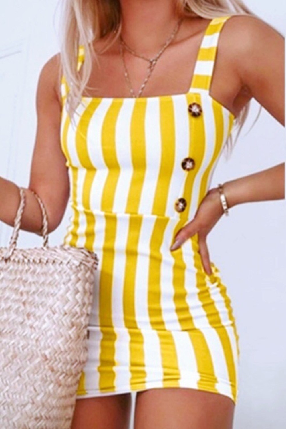 Striped Suspender Mini Dress