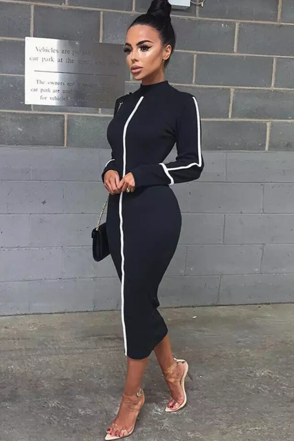 Sporty Striped Bodycon Dress