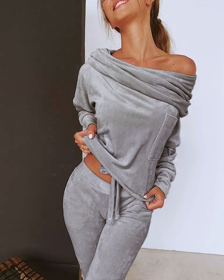 Thumbnail: Suede Off Shoulder Pants Outfit 