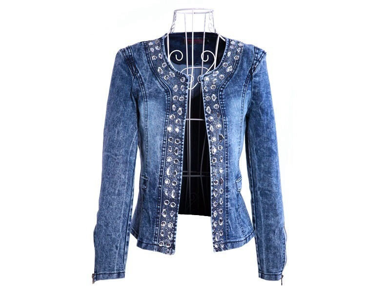 Thumbnail: Crystal Embellished Denim Blazer Jacket