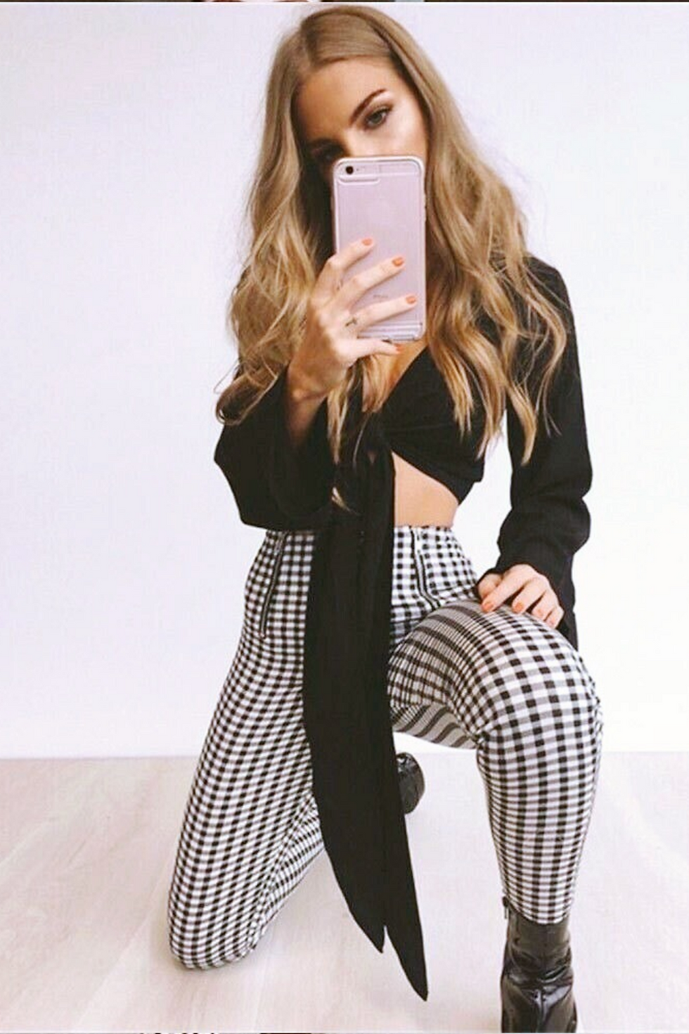 Thumbnail: Plaid Print Skinny Pants