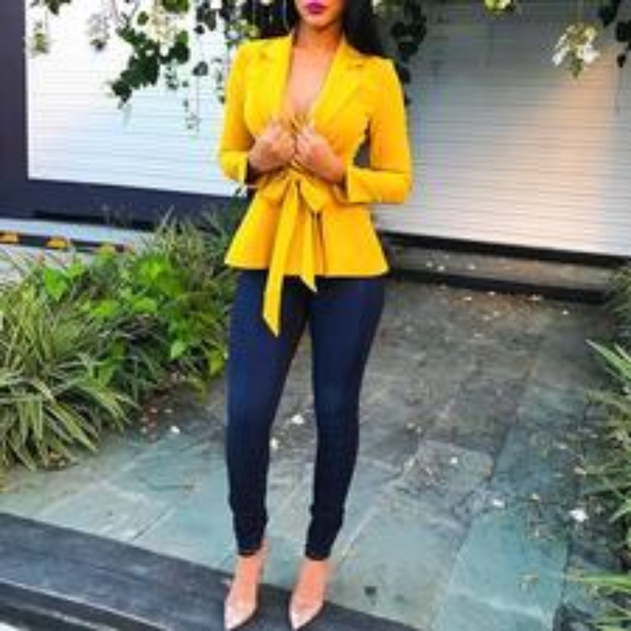 Yellow Front Tie Blazer