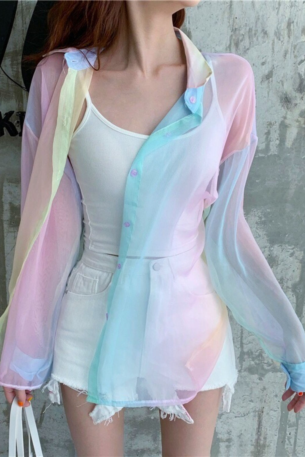 Sheer Rainbow Pastel Blouse