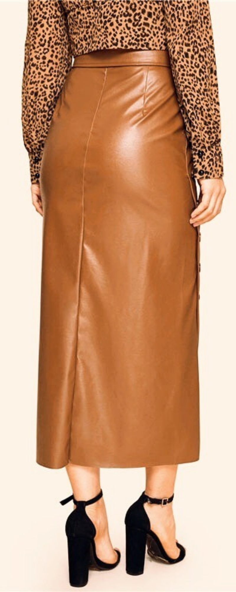 Thumbnail: Faux Leather Wrap Skirt