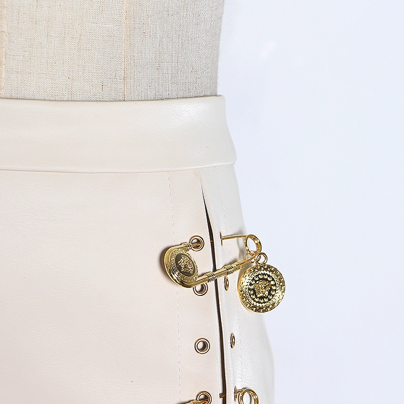 Thumbnail: Leather Safety Pin Mini Skirt