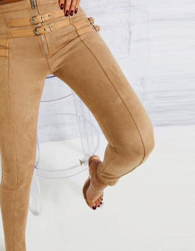 Thumbnail: Suede Skinny Stretch Pants