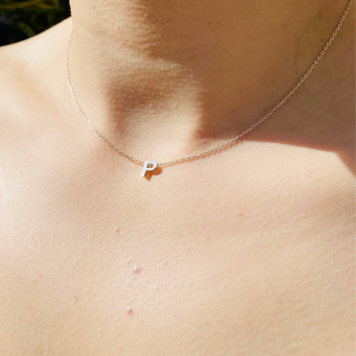 Minimalist Tiny Initial Letter Sterling 