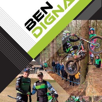 Rider sponsorship leaflet front cover for Trials rider Ben Dignan