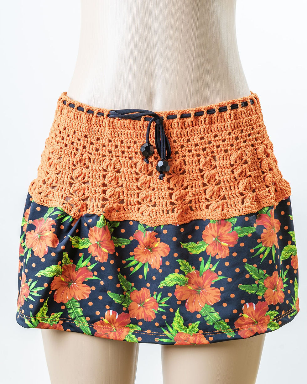 Saia em crochê e lycra praia