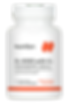 Eye-level view of assorted vitamin and supplement bottles on a wooden table