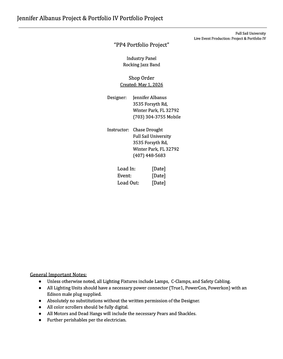 Title Page Shop Order