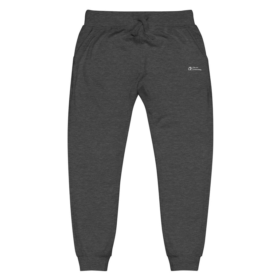 The Art of Becoming Embroidered Fleece Joggers, front view