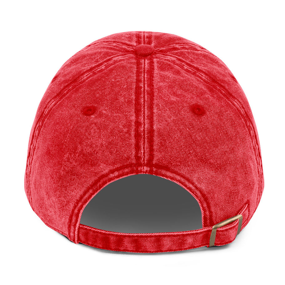 Back view of the red washed cotton twill dad cap.