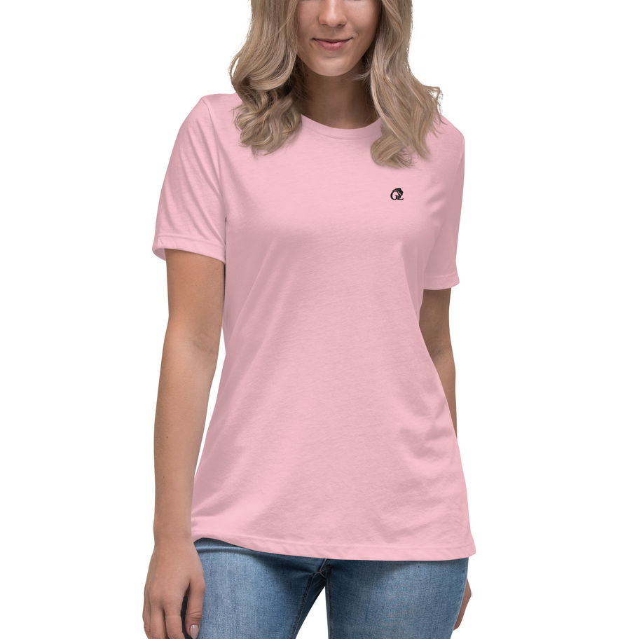 Woman wearing Different by Design Pink Embroidered T-Shirt