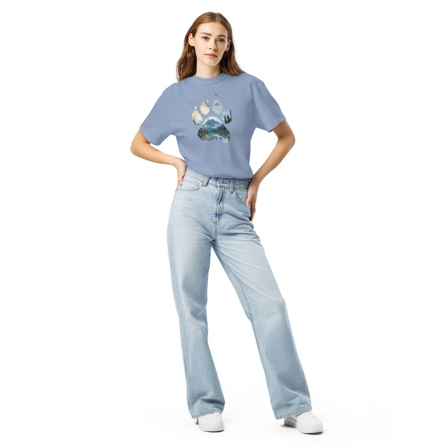 Woman wearing Wild at Heart Lion Paw Garment-Dyed T-Shirt