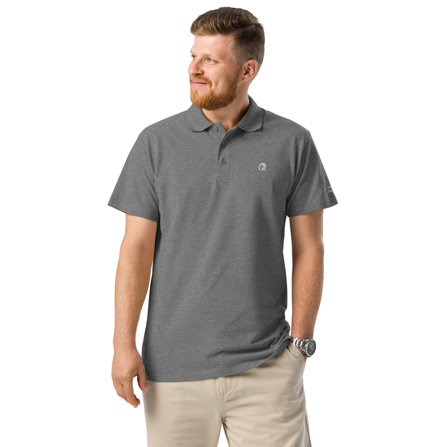 Man wearing the Ruthless Discipline Signature Polo in grey
