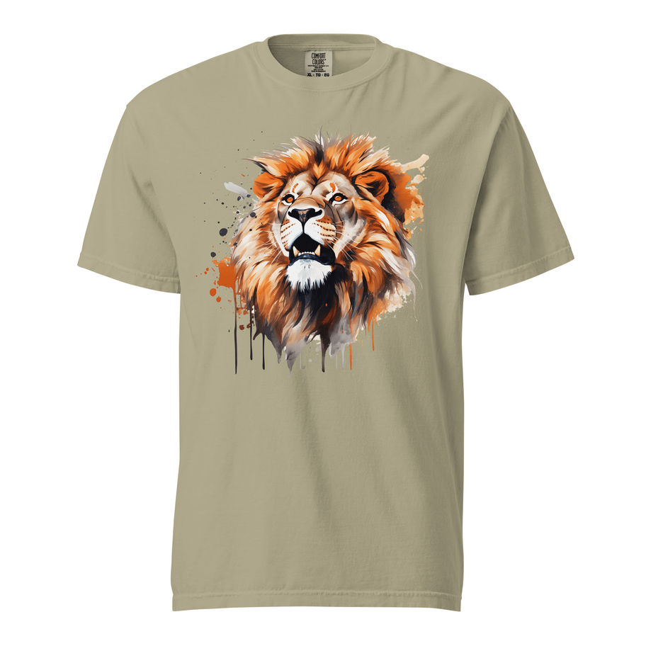 Wild at Heart Lion garment-dyed heavyweight t-shirt in tan