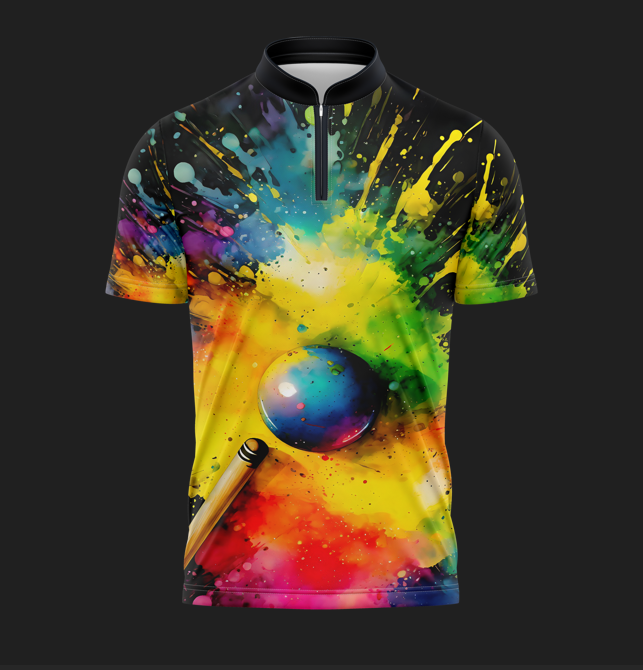 Billiard Nation Paint Splatter Zip Collar Jersey