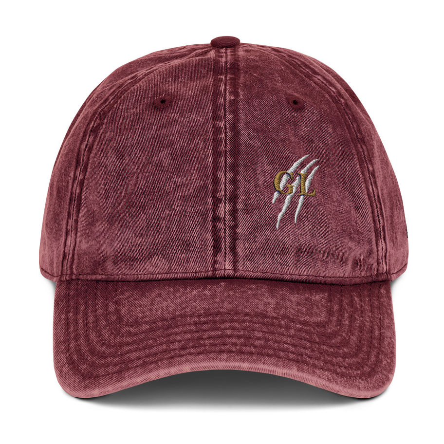 Maroon Start Anyway washed cotton twill dad cap with logo