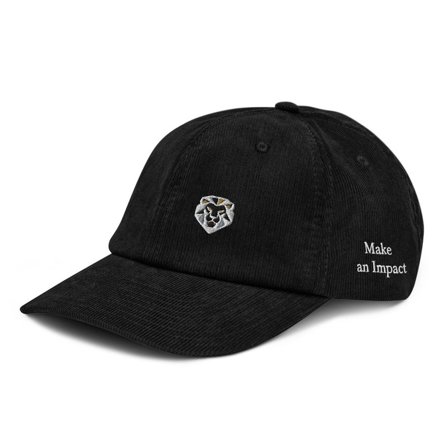 Make an Impact Embroidered Corduroy Hat in black