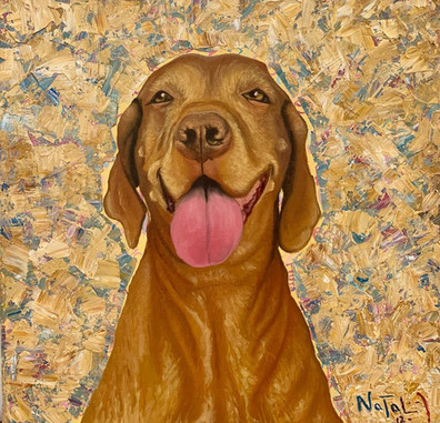 Artist in Mallorca specialising in portraits of dogs in oil paint Natalia Aguilar Buy art by contacting sharon@artistsofmallorca.com or contact the artist directly